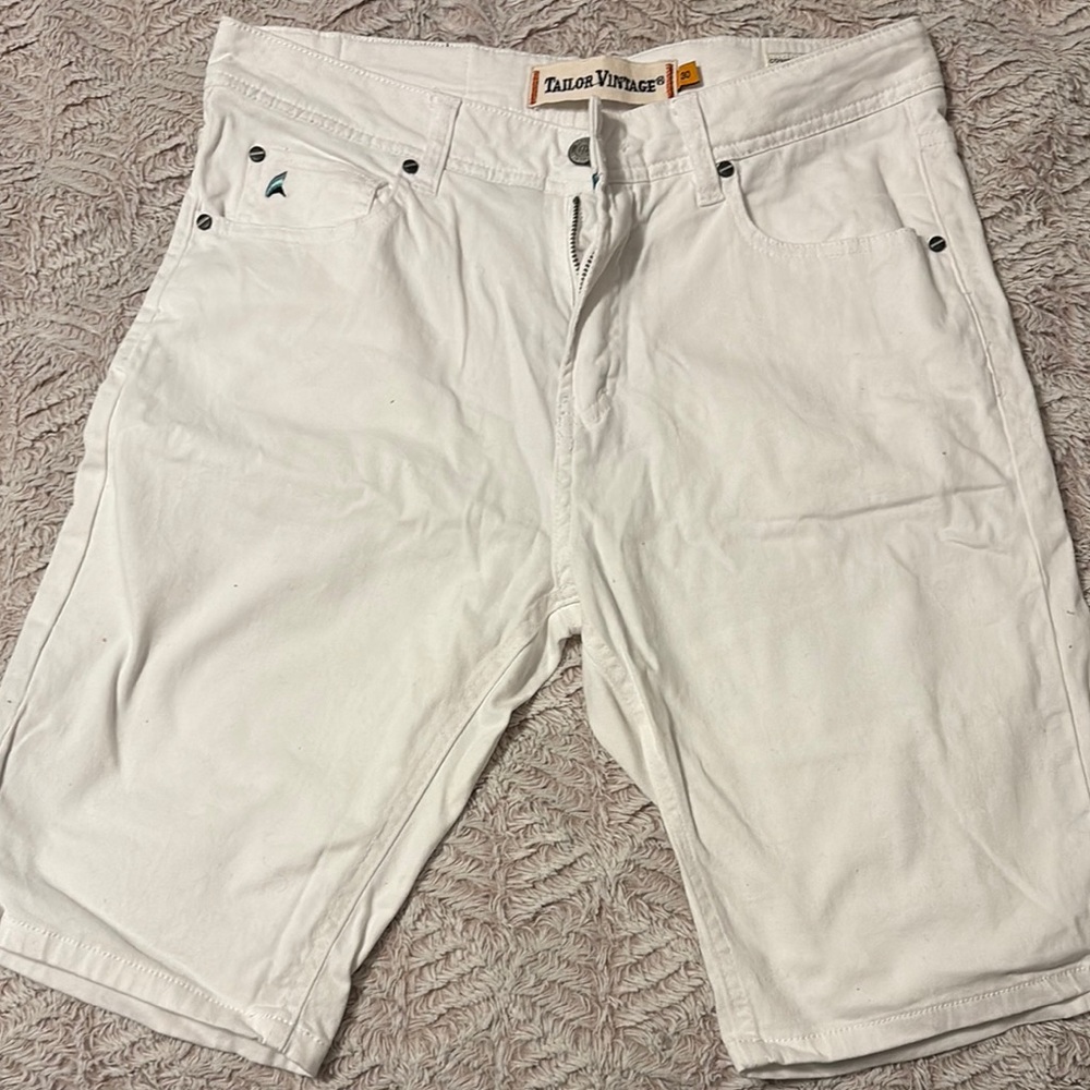Tailor Vintage White Jean Shorts Classic Denim Style